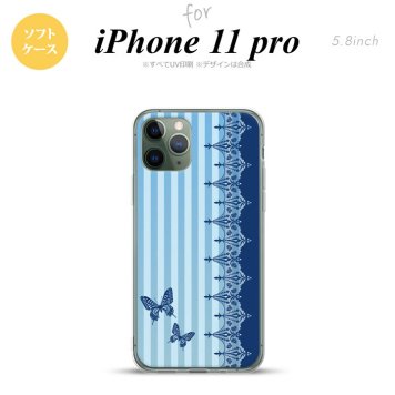 iPhone11Pro iPhone11 Pro スマホケース ソフトケース バタフライ 蝶 レース 青 メンズ レディース nk-i11p-tp1283