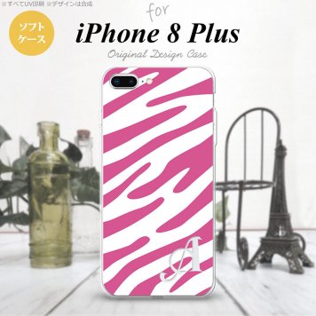 【iPhone8Plus】【スマホケース/スマホカバー】【アイフォン8プラス】iPhone8Plus スマホケース ケース アイフォン8プラス イニシャル ゼブラ柄 ピンク×白 nk-ip8p-tp122ini【メール便送料無料】