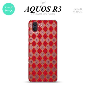 SH-04L SHV44 R3 AQUOS R3 スマホケース カバー アーガイル クリア 赤 nk-r3-1404