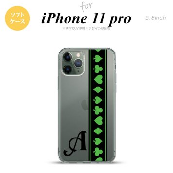 iPhone11Pro iPhone11 Pro スマホケース ソフトケース トランプ 帯 黒 緑 +アルファベット メンズ レディース nk-i11p-tp526i