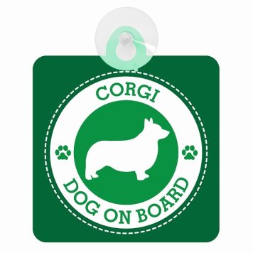 セーフティサイン DOG ON BOARD CORGI コーギ グリーン 安全運転 車内用 吸盤タイプ 煽り運転対策 収れん火災防止タイプ 安全対策 カーサイン 吸盤 肉球マーク