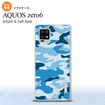 SHG04 SHG04 ZERO6 AQUOS zero6 スマホケース ソフトケース ウッドランド 迷彩 C 青 +アルファベット メンズ レディース nk-zero6-tp1154i