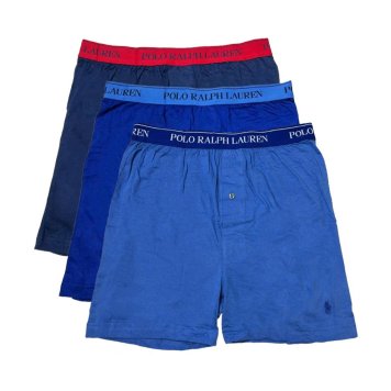 ラルフローレン Ralph Lauren ニットボクサー トランクス ロゴ 3枚セット お買い得 パック 下着 NCKBP3 A2D2 メンズ ブルー+ライトブルー+ネイビー+レッド 綿 コットン