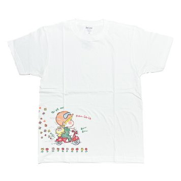 水森亜土 スクーター 半袖Tシャツ(M) ホワイト アパレル