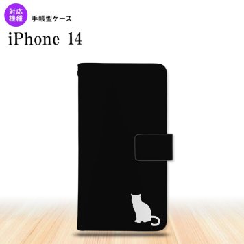 iPhone14 iPhone14 手帳型スマホケース カバー 猫 影 黒 白 2022年 9月発売 nk-004s-i14-dr429