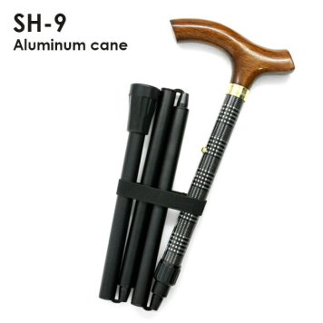 土屋産業 紳士 アルミステッキ グレンチェックツートン SH-9[ステッキ おしゃれ 杖 折りたたみ 4つ折り グリップ 上品 膝 足 腰 支え 木目 美しい チェック柄 シンプル コンパクト 高さ 調節 国産 日本製 サイズ ギフト 贈り物 プレゼント]