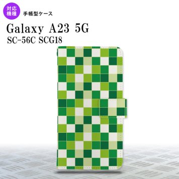 Galaxy A23 GalaxyA23 手帳型スマホケース カバー スクエア モザイク 緑 2022年 10月発売 nk-004s-a23-dr1022
