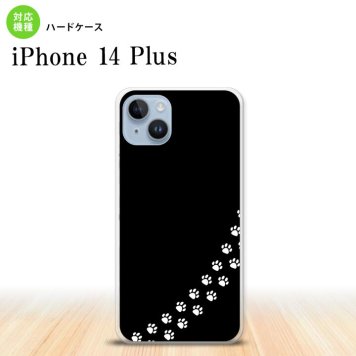iPhone14 plsu iPhone14 plsu スマホケース 背面ケース ハードケース 猫 足跡 黒 白 2022年 10月発売 nk-i14pl-422