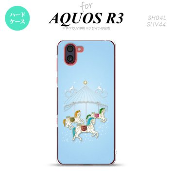 SH-04L SHV44 R3 AQUOS R3 スマホケース カバー メリーゴーラウンド 水色 nk-r3-312
