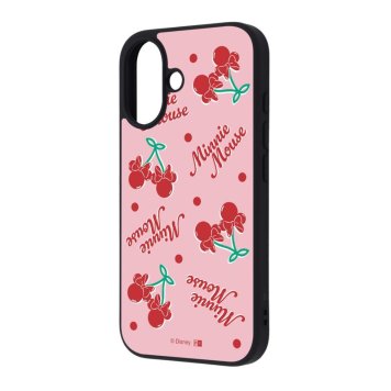 iPhone 16 ディズニー / maru 衝撃吸収 バンパー ハイブリッドケース / ミニー_チェリー総柄 ※送料無料(ポスト投函)