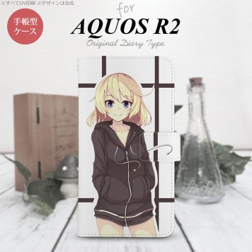 SH-03K/SHV42/706SH AQUOS R2 手帳型スマホケース カバー 女の子 キャラ 黒  nk-004s-r2-dr1328