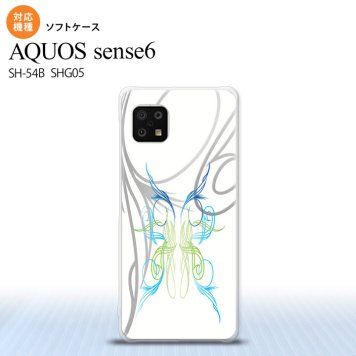 SH-54B SHG05 AQUOS sense6 スマホケース ソフトケース ピンスト 白 ブルー グリーン メンズ レディース nk-sens6-tp1245