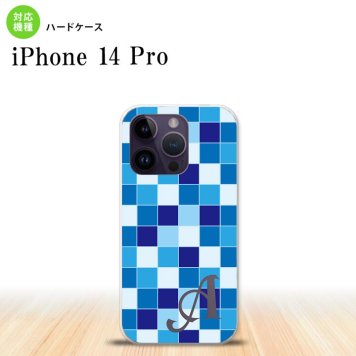 iPhone14 Pro iPhone14 Pro スマホケース 背面ケース ハードケース スクエア モザイク 青 +アルファベット 2022年 9月発売 nk-i14p-1020i