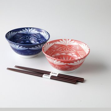 江戸切子風 4.8多用丼ペアーセット 磁器 美濃焼 やきものの里から、暮らしを贈ります。　ギフト 食器 セット テーブルウェア