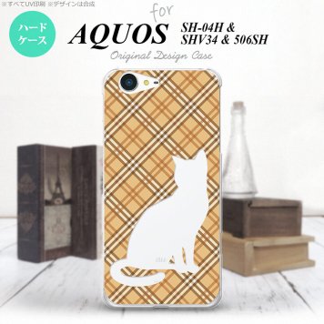 【SH04H】【スマホケース/スマホカバー】【アクオス ゼータ】SH04H スマホケース AQUOS ZETA SH04H カバー アクオス ゼータ 猫 チェック茶A nk-sh04h-955【メール便送料無料】