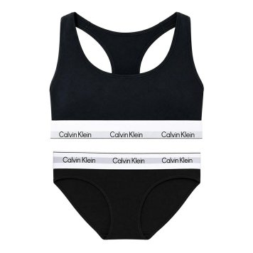 カルバンクライン Calvin Klein(CK) ブラ&ショーツ セット ロゴ 無地 ノンワイヤー アンダーウェア インナー 下着 QF8493+QF8520 レディース ブラック