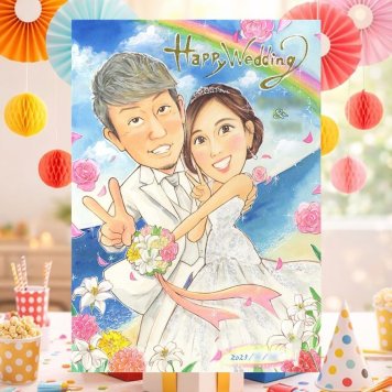 結婚記念日の記念に、特別なお祝いに、特別な笑顔を贈れます。 ウェルカムボード ギフト 似顔絵 プレゼント 名入れ 手描き 贈り物 結婚記念日 ウェルカムボード 記念 お祝い 挙式 同僚 友人 友達 カップル 家族 下書き確認 修正無料 名入れ そっくり かわいい 親孝行 喜ばれる ウェディング 結婚式 一生もの 宝物 お祝いの品 大量注文 大人数 バレンタインデー 百寿祝い 披露宴 オリジナル