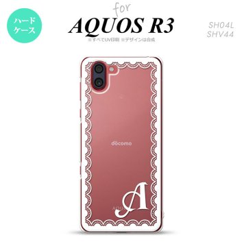 SH-04L SHV44 R3 AQUOS R3 スマホケース カバー レース 白 +アルファベット nk-r3-361i
