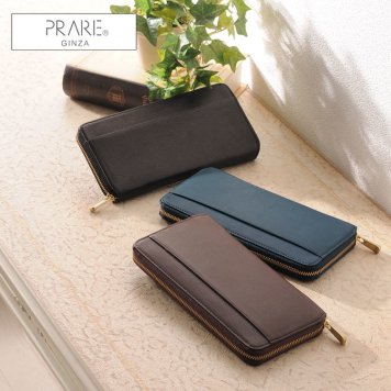 PRAIRIE GINZA/プレリー キッド革ラウンド 長財布 日本製/レディース 本革 仔山羊革 プレリー ブランド財布 ファスナー収納 小銭入れ バイカラー 女性ギフト   春財布(09000053r) 敬老の日 クリスマス 母の日