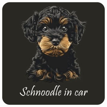 ドッグ カーステッカー イラスト付 Dog in Car シュナプー Bタイプ セーフティサイン 犬種別 正方形 13x13cm シール リア あおり運転対策 Dog Sticker 屋外 屋内 防水 かわいい おしゃれ 安全対策 カーサイン