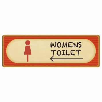 トイレ プレート 木製 WOMENS レトロ デザイン 左 矢印 長方形 12x4cm 方向案内 進路ドア サインプレート ピクトサイン トイレマーク表示 案内 注意 施設 御手洗 TOILET おしゃれ シンプル 安全対策
