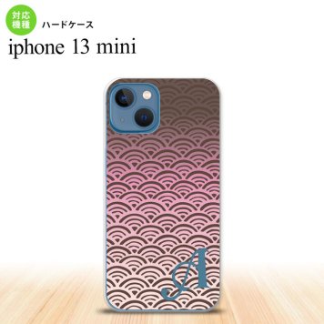 iPhone13mini iPhone13 mini ケース ハードケース 青海波 ピンク +アルファベット  nk-i13m-1713i
