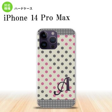 iPhone14 ProMax iPhone14 Pro Max スマホケース 背面ケース ハードケース ドット 水玉 C グレー ピンク +アルファベット 2022年 9月発売 nk-i14pm-1649i