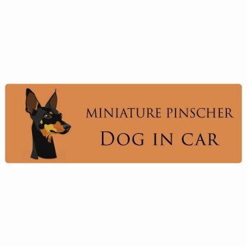 ドッグ カーステッカー イラスト付 Dog in Car ミニチュアピンシャー Aタイプ セーフティサイン 犬種別 長方形 15x5cm シール リア あおり運転対策 Dog Sticker 屋外 屋内 防水 かわいい おしゃれ 安全対策 カーサイン