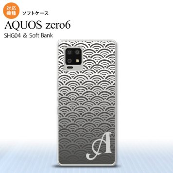 SHG04 SHG04 ZERO6 AQUOS zero6 スマホケース ソフトケース 青海波 グレー +アルファベット メンズ レディース nk-zero6-tp1716i