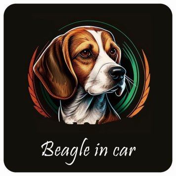 ドッグ カーステッカー イラスト付 Dog in Car ビーグル B タイプ セーフティサイン 犬種別 正方形 13x13cm シール リア あおり運転対策 Dog Sticker 屋外 屋内 防水 かわいい おしゃれ 安全対策 カーサイン