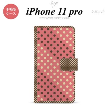 iPhone11Pro iPhone11 Pro 手帳型スマホケース カバー ドット 水玉 赤 茶  nk-004s-i11p-dr1645