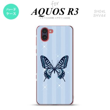 SH-04L SHV44 R3 AQUOS R3 スマホケース カバー バタフライ 蝶 E 青 nk-r3-317