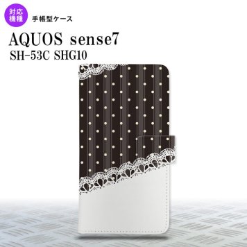 sense7 sense7 手帳型スマホケース カバー ドット レース 黒 2022年 11月発売 nk-004s-sens7-dr1619