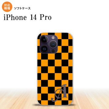 iPhone14 Pro iPhone14 Pro スマホケース 背面ケースソフトケース スクエア 黒 オレンジ +アルファベット 2022年 9月発売 nk-i14p-tp761i