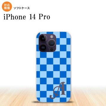 iPhone14 Pro iPhone14 Pro スマホケース 背面ケースソフトケース スクエア 青 水色 +アルファベット 2022年 9月発売 nk-i14p-tp769i