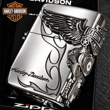 ZIPPO ハーレー ダビッドソン ジッポライター シルバー燻し 大型3面メタル 彫刻 かっこいい 日本限定モデル おしゃれ ウィング メンズ ギフト プレゼント