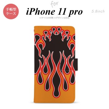 iPhone11Pro iPhone11 Pro 手帳型スマホケース カバー ファイヤー 炎 黒 赤  nk-004s-i11p-dr1304