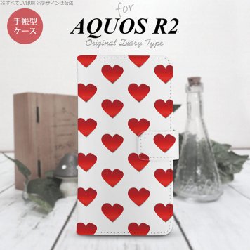SH-03K/SHV42/706SH AQUOS R2 手帳型スマホケース カバー ハート 赤  nk-004s-r2-dr017