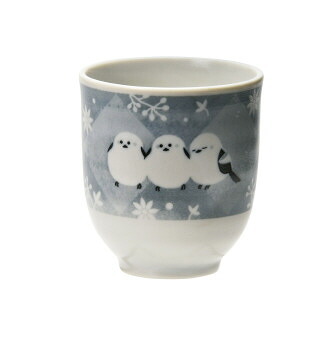 花より団子のシマエナガ　湯呑  B-0303 景品 記念品 粗品 ノベルティ 名入れ 御挨拶 ご挨拶