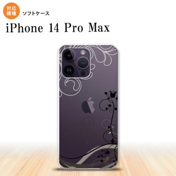 iPhone14 ProMax iPhone14 Pro Max スマホケース 背面ケースソフトケース 草 ボタニカル 黒 2022年 9月発売 nk-i14pm-tp1628