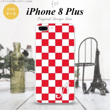 【iPhone8Plus】【スマホケース/スマホカバー】【アイフォン8プラス】iPhone8Plus スマホケース ケース アイフォン8プラス イニシャル スクエア 赤×白 nk-ip8p-tp133ini【メール便送料無料】