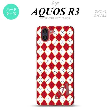 SH-04L SHV44 R3 AQUOS R3 スマホケース カバー アーガイル 赤 青 +アルファベット nk-r3-1403i