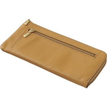 冬の贈り物ご挨拶  日本製手作り牛革ラウンド財布 良品工房 キャメル 20.5×9.5×1.5cm