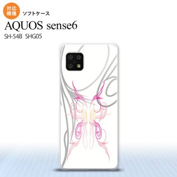 SH-54B SHG05 AQUOS sense6 スマホケース ソフトケース ピンスト 白 ピンク メンズ レディース nk-sens6-tp1246