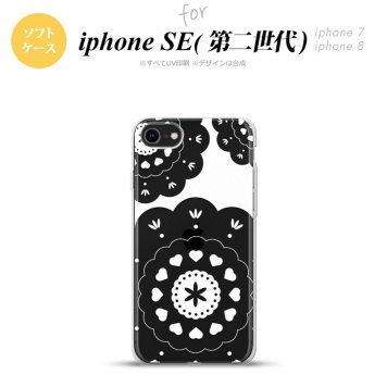 iPhoneSE 2 第二世代 iPhone8&iPhone7 共用 スマホケース 背面カバー ソフトケース レース クリア 白 おしゃれ かわいい かっこいい メンズ レディース nk-ise2-tp1481