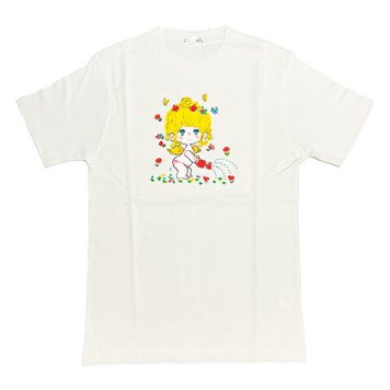 水森亜土 水やり柄 コットン半袖Tシャツ(L) ホワイト アパレル