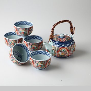 錦唐草木甲土瓶茶器揃 磁器 有田焼 やきものの里から、暮らしを贈ります。　ギフト 食器 セット テーブルウェア