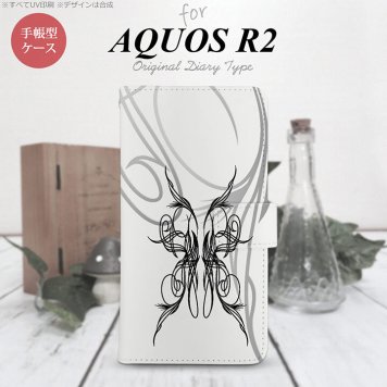 SH-03K/SHV42/706SH AQUOS R2 手帳型スマホケース カバー ピンスト 白 黒  nk-004s-r2-dr1248