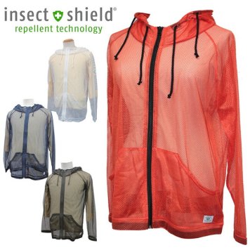 インセクトシールド 虫よけメッシュパーカー[防虫 パーカー insect shield 蚊除け・虫除け・虫対策のフード付きのパーカー(服) アウトドアや屋外でのキャンプやガーデニング・園芸作業におすすめな長袖パーカー]          1-2W
