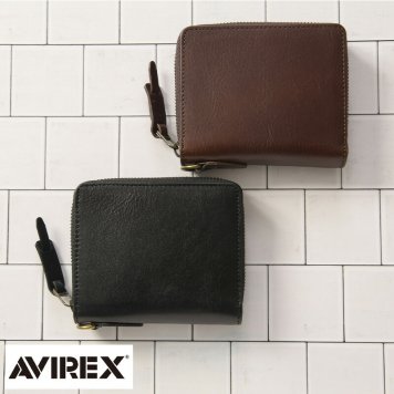 AVIREX BEIDE イタリアンレザー ラウンド二つ折り財布 【送料無料】 